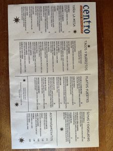 Centro Cocina Mexicana menu - September 2023