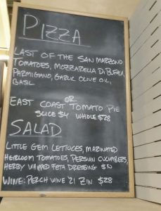 Majka Pizzeria & Bakery chalkboard menu, photo 1 - October 2022