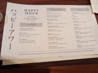 Fuji Sacramento happy hour menu, photo 1 - January 2024