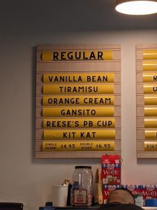 Buffalo Pizza & Ice Cream Co ice cream menu, photo 1 - August 2022