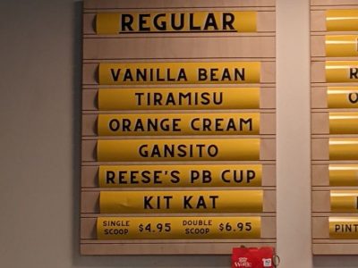 Buffalo Pizza & Ice Cream Co ice cream menu, photo 1 - August 2022
