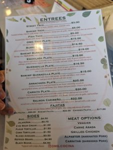 OMG Cocina dinner menu, photo 2 - August 2023
