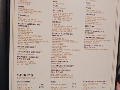 Good Luck Lounge spirits menu, photo 1 - November 2024