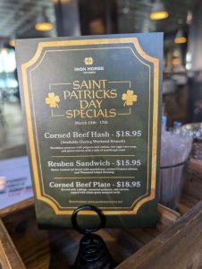 Iron Horse Tavern seasonal menu, photo 1 - March 2026