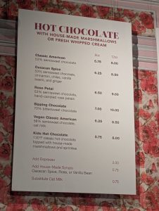 Ginger Elizabeth Chocolates drinks menu, photo 2 - July 2025