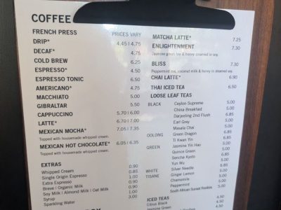 Temple Coffee coffee & tea menu, photo 1 - September 2026