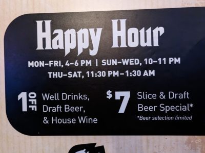 Uncle Vito’s Slice of NY happy hour menu, photo 1 - November 2022