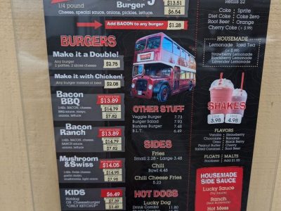 Lucky’s Drive-In drinks & shakes menu, photo 1 - October 2024