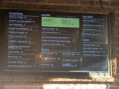 Fieldwork Brewing dinner menu, photo 1 - October 2026