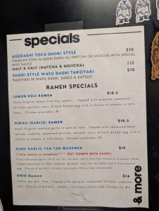 Shoki’s Ramen, Gyoza & Koji restaurant - March 2026