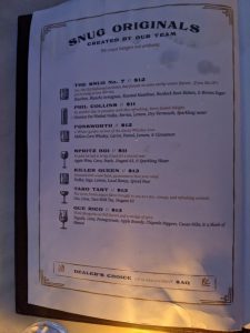 The Snug cocktails menu, photo 2 - September 2022