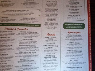 The Old Spaghetti Factory beverages menu, photo 1 - December 2024