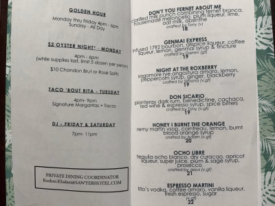 Revival happy hour menu, photo 1 - October 2026