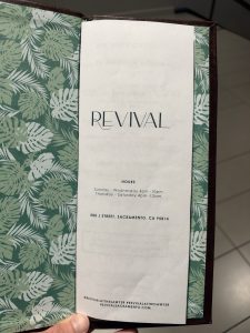Revival dinner menu, photo 2 - October 2026