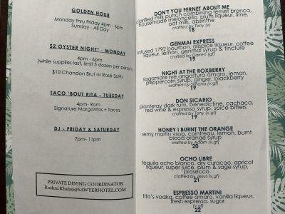 Revival happy hour menu, photo 1 - October 2026
