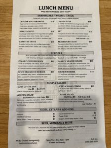 The Place on South Pine lunch menu, photo 1 - October 2023