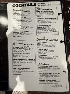 Tom’s Watch Bar cocktails menu, photo 2 - October 2026