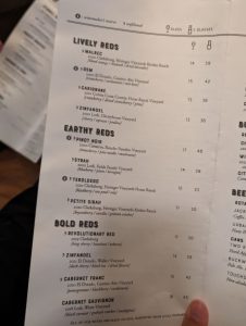 Revolution Winery & Kitchen wine menu, photo 2 - January 2024