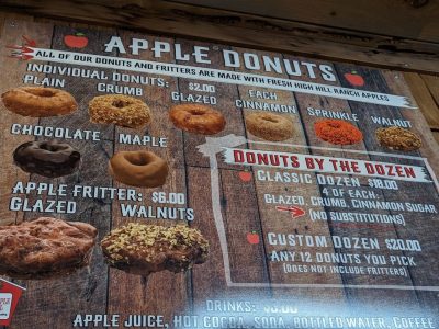 High Hill Ranch apple donuts menu, photo 1 - October 2023
